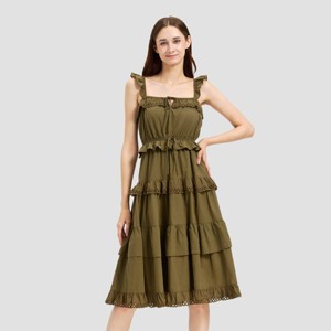 Women's Ruffle Sleeve Tiered Midi A-Line Dress - Universal Thread™ - 1 of 3