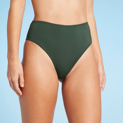 Women's High Leg High Waist Cut Out Detail Bikini Bottom - Shade & Shore™ Olive Green