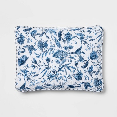 Standard Reversible Floral Quilt Sham Navy/White - Threshold™