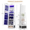 Vlsrka 360° Swivel LED Jewelry Cabinet, Lockable Wavy Mirror Organizer with Rear Shelves and Makeup Tray - 2 of 4