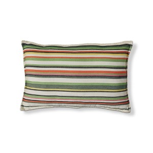tagltd 24"x 16" Green Botanist Garden Stripe Yarn Dyed Cotton Accent Decorative Throw Pillow Poly Filled Removable Insert Rectangle - 1 of 3