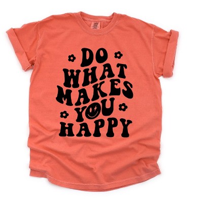 Simply Sage Market Women's Makes You Happy Smiley Face Short Sleeve Garment Dyed Tee