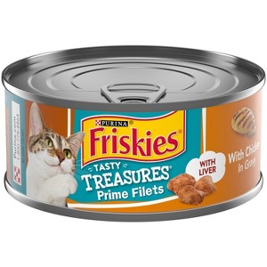 Purina Friskies Tasty Treasures Prime Filets with Chicken & Liver In Gravy Wet Cat Food - 5.5oz - 1 of 4