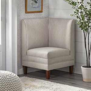 Phillips Corner Chair Beige Stripe - Lifestorey: Upholstered Rubberwood Legs, Mid-Century Design, Armless - 1 of 4