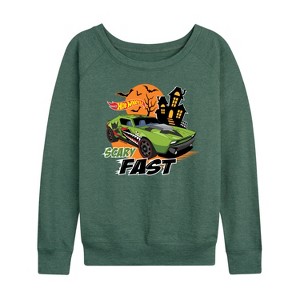 Women's - Hot Wheels - Halloween Lightweight French Terry Wide Neck Long Sleeve Shirt - 1 of 4