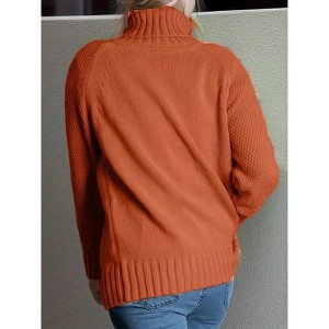 Womens Oversized Turtleneck Pullover Sweater Cable Knit Long Sleeve Sweater Tops - 1 of 4