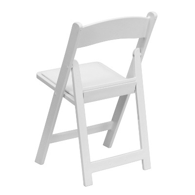 White Resin Folding Chair Set with Vinyl Padded Seat