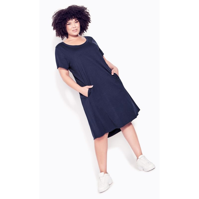 Women's Plus Size Hello Sunshine Plain Dress - navy | ZIM & ZOE, 1 of 4