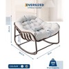 Outdoor Rocking Chair, Oversized Wicker Lounge Chair with Cushion and Metal Frame for Balcony Backyard Porch Bedroom - 3 of 4