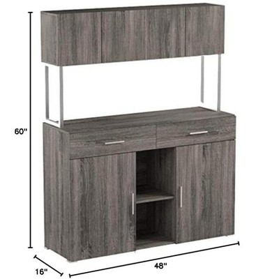 Elegant Dark Taupe Office Credenza with Adjustable Shelving