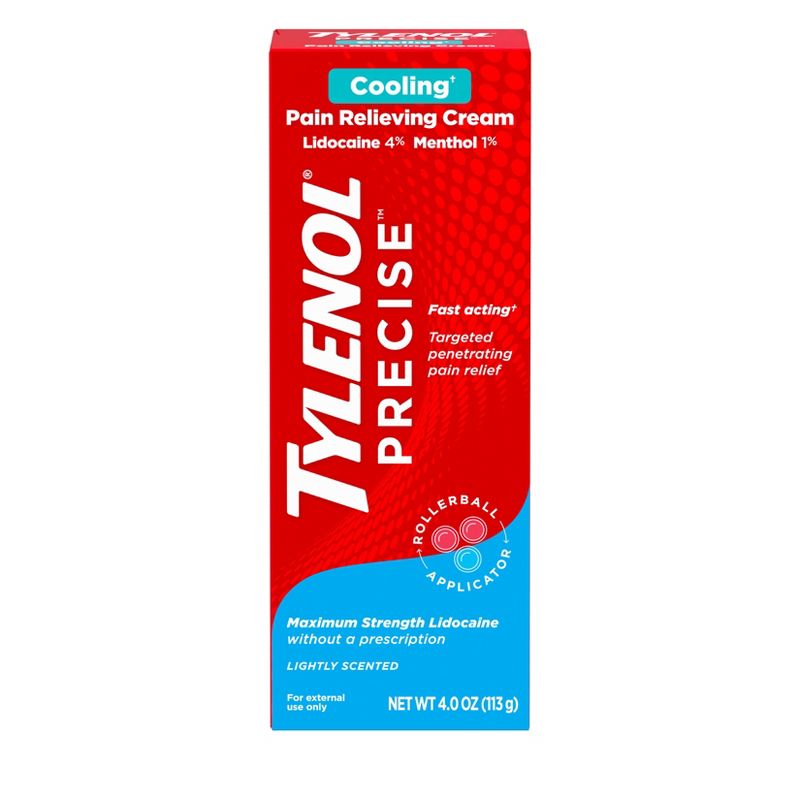 Tylenol Precise Cooling Pain Relieving Cream, Maximum Strength 4% Lidocaine and 1% Menthol - 4oz, 1 of 10