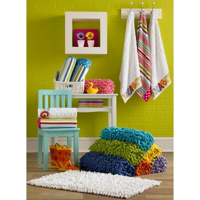 Orange Chenille Cotton Shag Bath Rug with Non-Slip Backing