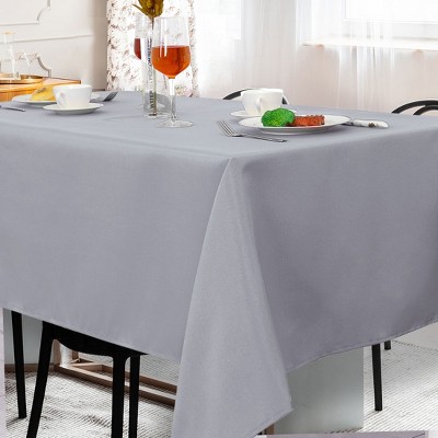 60"x104" Rectangle Polyester Stain Resistant Solid Tablecloths Gray - PiccoCasa