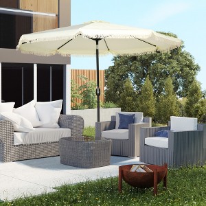 TiramisuBest 9'x7' Solar LED Lighted Patio Umbrella with Tilt & Crank for Table/Base,Garden/Deck/Backyard/Pool/Beach,Brown - 1 of 4