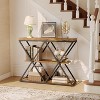 3-Tier Industrial Console Table with x-Shaped Metal Frame, Open Shelf Console Sofa Table for Living Room with Adjustable Feet - 2 of 4