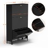 TIRAMISUBEST Black 3-Drawer Steel Shoe Cabinet - Freestanding Flip-Door Storage Organizer for Entryway, Hallway or Bedroom (Assembly Required) - 4 of 4