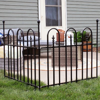 Strasbourg Black Steel Decorative Garden Fence Panels with Posts - 6' Set