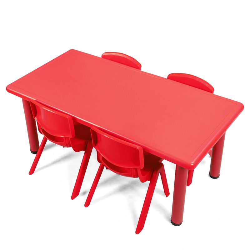 Tangkula Kids Table & 4 Chairs Set Activity Desk & Chair Set Indoor/Outdoor Home Classroom Red/Blue, 5 of 7