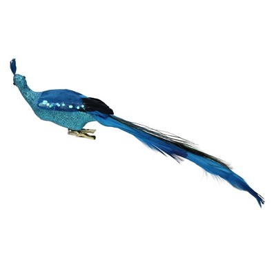 Northlight 14" Regal Peackock Plummage Clip-On Christmas Ornament - Turquoise Blue/Green