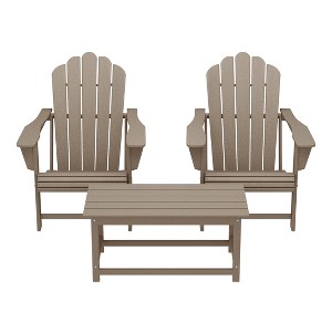 WestinTrends Highland 3-Piece Adirondack Chairs with Cup Holders and Coffee Table Set - 1 of 4