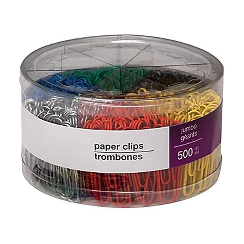 MyOfficeInnovations Jumbo Vinyl Coated Paper Clips Smooth 500/Tub 480109, 1 of 4