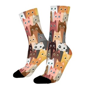 Colorful Cats Pattern Women Printed Crew Socks Funny Funky Socks Soft Polyester Novelty Gifts for Artists Men - 1 of 1