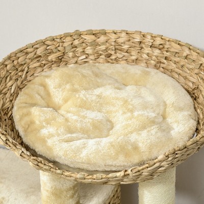 Beige Sisal Cat Tree with Condo and Hammock