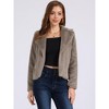 Seta T Women's Fashion Long Sleeve Faux Fur Fluffy Notch Lapel Cropped Jacket - 4 of 4