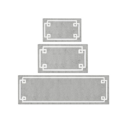 AZL1 Life Concept Bath Rug Cotton Tufted Non Skid Latex Backing Contrasting Border Design Machine Washable for Bathroom, Grey, 12.8"*14.17"*7.87"