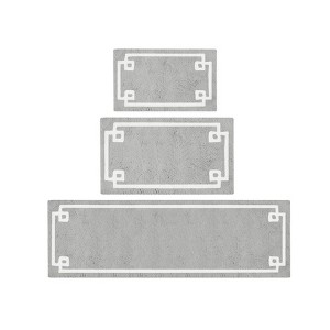 AZL1 Life Concept Bath Rug Cotton Tufted Non Skid Latex Backing Contrasting Border Design Machine Washable for Bathroom, Grey, 12.8"*14.17"*7.87" - 1 of 4