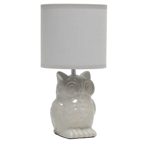 White ceramic store owl lamp