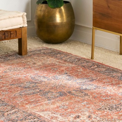 Multicolor Square Synthetic Medallion Area Rug with Tassels