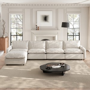 149''Modular Sectional Sofa with Heating cushion Power Recliner Chair, Sectional Sofa Deep Seat 4-Seater with Ottoman Soft Couch with USB Ports - 1 of 4