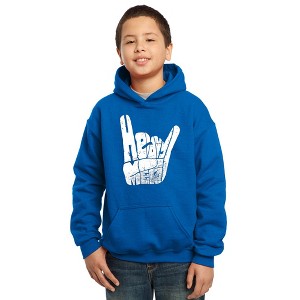 LA Pop Art Boy's Word Art Hooded Sweatshirt - Heavy Metal - 1 of 4