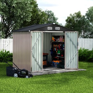 Outdoor Metal Sheds 6x8, Outdoor Storage Shed Metal Garden Tool Shed for Backyard, Utility Sheds Buildings with Air Vent for Backyard Patio Lawn - 1 of 4