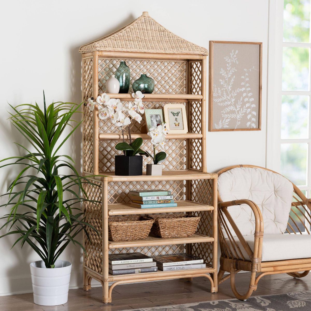 bali & pari Adonis Natural Rattan Display Shelf Light Honey - thumbnail 6