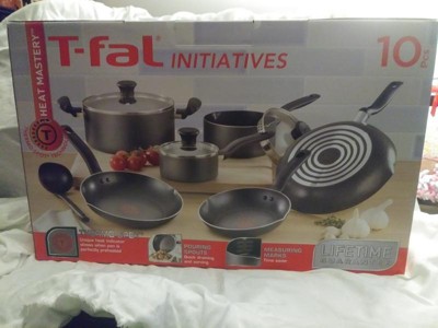 T-fal Initiatives 10-Piece Aluminum Nonstick Cookware Set in Black