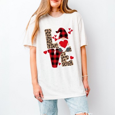 Simply Sage Market Leopard Gnome Love Short Sleeve Tee - L - Oatmeal