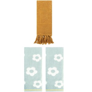 REGALWOVEN 3 Packs Solid and Floral Soft Absorbent Cotton Hand Towels Bathroom 14" x 30" - 1 of 4