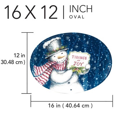 Certified International Snowman Greetings Oval Serving Platter, 3 of 4