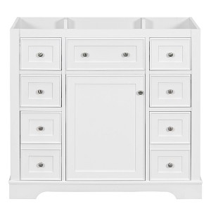 MAYEERTY 36" Bathroom Vanity without Sink Cabinet Base 1 Cabinet 6 Drawers White - 1 of 4