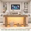 Aheaplus 63'' Farmhouse Console Table with Power Outlets and Light - 3 of 4