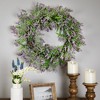 Northlight Lavender and Leaves Spring Floral Artificial Wreath - 22" - Purple - 2 of 4