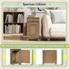LIVAREEmlen Vintage End Table Flip Top Side Table with USB Ports and cup holders, Sofa Couch Table with Bookshelf for Living room and Small Space - 4 of 4