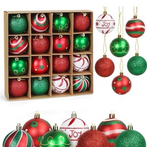16Pcs 2.36" Christmas Ball Decoration Set, Christmas Tree Ornaments, Suitable for Indoor and Outdoor Christmas Parties and Home Decorations - 1 of 4