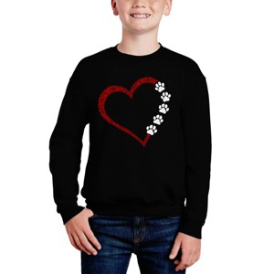 LA Pop Art Meow Heart - Boy's Word Art Crewneck Sweatshirt - 1 of 4