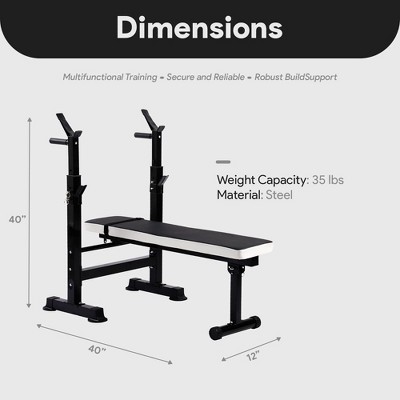 Black and White Adjustable Multifunctional Workout Bench with Squat Rack