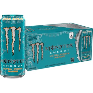 Monster Energy Ultra Fiesta Mango, Sugar Free Energy Drink, 16 Ounce (Pack of 15) Ultra Fiesta Mango 15 Pack - 1 of 4