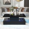 Lirago 48x24x16" Modern Industrial LED Coffee Table Remote Control 16 Color Changing Minimalist Waterproof Durable Side Table No Assembly Black - 2 of 4