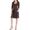 24seven Comfort Apparel Three Quarter Sleeve Fit and Flare Mini Dress - 2 of 4